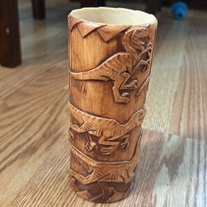 Universal Studios Jurassic Park World Velociraptor Dinosaur Tiki Cup Mug Plastic